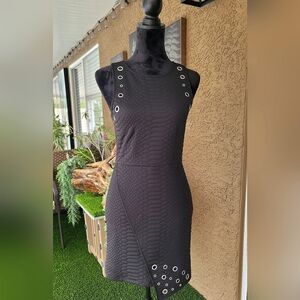 "Material Girl " Grommet Detail Bodycon Dress - Size S - Edgy Night Out! 🖤